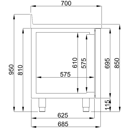 700 table r&eacute;frig&eacute;r&eacute;e bord relev&eacute; 4 portes monoblock energy line - Combisteel - 7489.5410