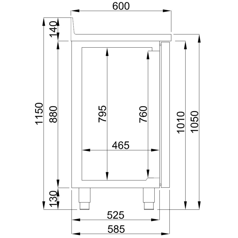 600 table r&eacute;frig&eacute;r&eacute;e 3 portes avec tiroir pour caf&eacute; - Combisteel - 7489.5265