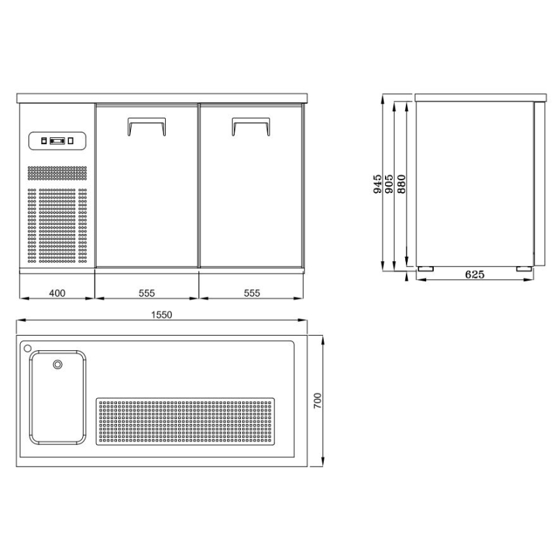Refroidisseur de bi&egrave;re 2 portes 1l - Combisteel - 7489.5315