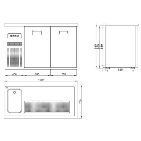 Refroidisseur de bi&egrave;re 2 portes 1l - Combisteel - 7489.5315
