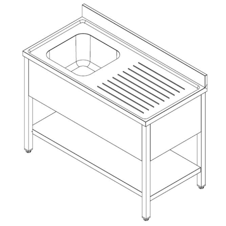 700 bloc-&eacute;vier &eacute;tag&egrave;re d&eacute;montable 1 &agrave; gauche 1200 - Combisteel - 7452.0425