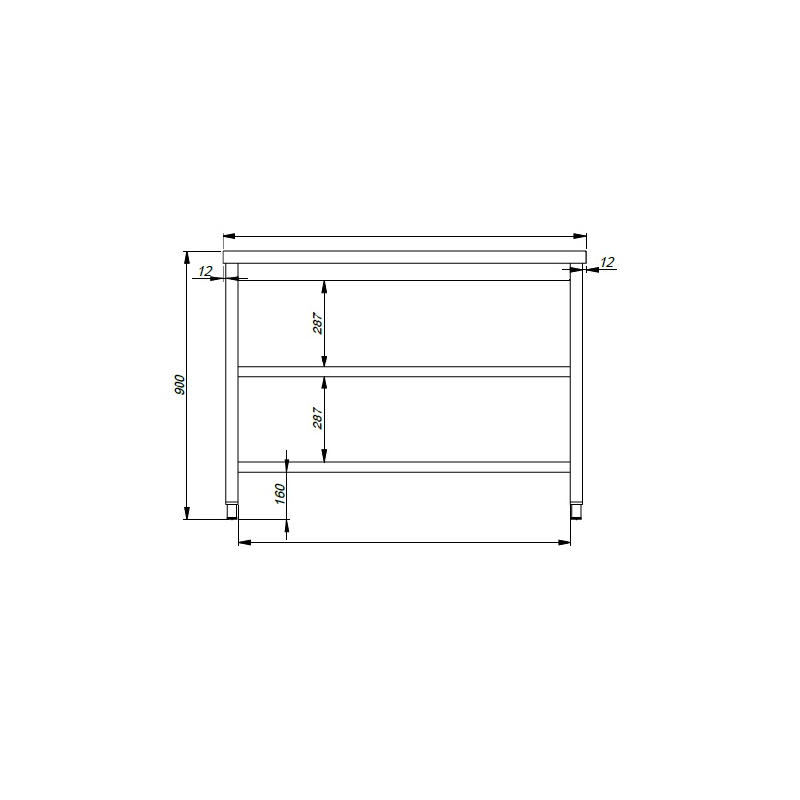 600 plan de travail 2 &eacute;tag&egrave;res 2200 - Combisteel - 7812.0280