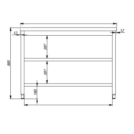 700 plan de travail 2 &eacute;tag&egrave;res 1100 - Combisteel - 7812.0301