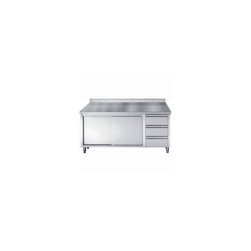 700 werktafel schuifdeuren laden opgekante rand 1800 - Combisteel - 7452.0928