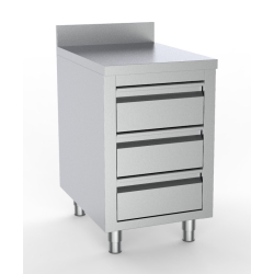 700 table de travail avec 3 tiroirs avec bord relev&eacute; 500 - Combisteel - 7333.0282