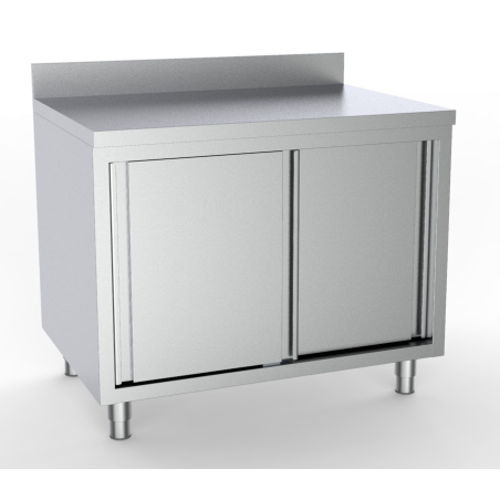 600 plan de travail portes coulisstantes bord relev&eacute; 1400 - Combisteel - 7333.0228