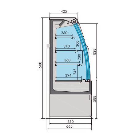 Vitrine r&eacute;frig&eacute;r&eacute;e noah avec portes coulissantes 1.9 - Combisteel - 7350.0030