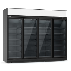 R&eacute;frig&eacute;rateur 4 portes en verre noir ins-2060r bl *transport sur demande* - Combisteel - 7455.2417