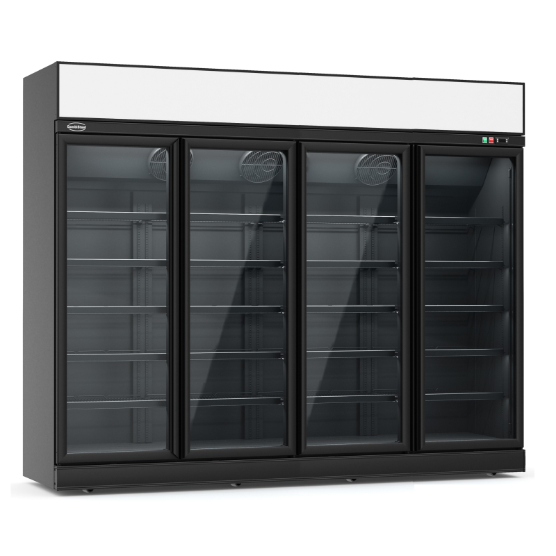 R&eacute;frig&eacute;rateur 4 portes en verre noir ins-2060r bl *transport sur demande* - Combisteel - 7455.2417