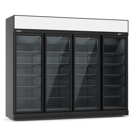 R&eacute;frig&eacute;rateur 4 portes en verre noir ins-2060r bl *transport sur demande* - Combisteel - 7455.2417