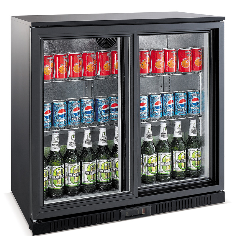 Arri&egrave;re bar r&eacute;frig&eacute;r&eacute;e noir 2 portes coulisst - Combisteel - 7527.0020