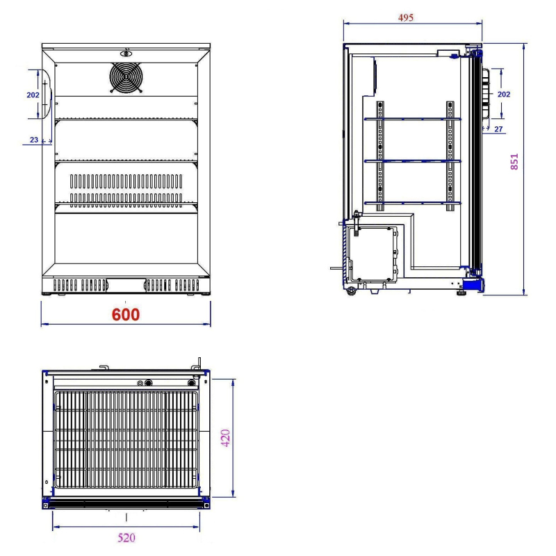 Arri&egrave;re bar r&eacute;frig&eacute;r&eacute;e noir 1 porte - Combisteel - 7527.0030