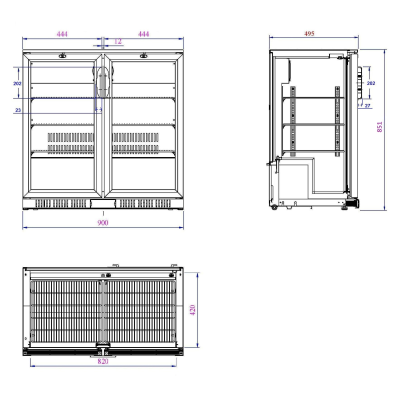Arri&egrave;re bar r&eacute;frig&eacute;r&eacute;e noir 2 portes - Combisteel - 7527.0035