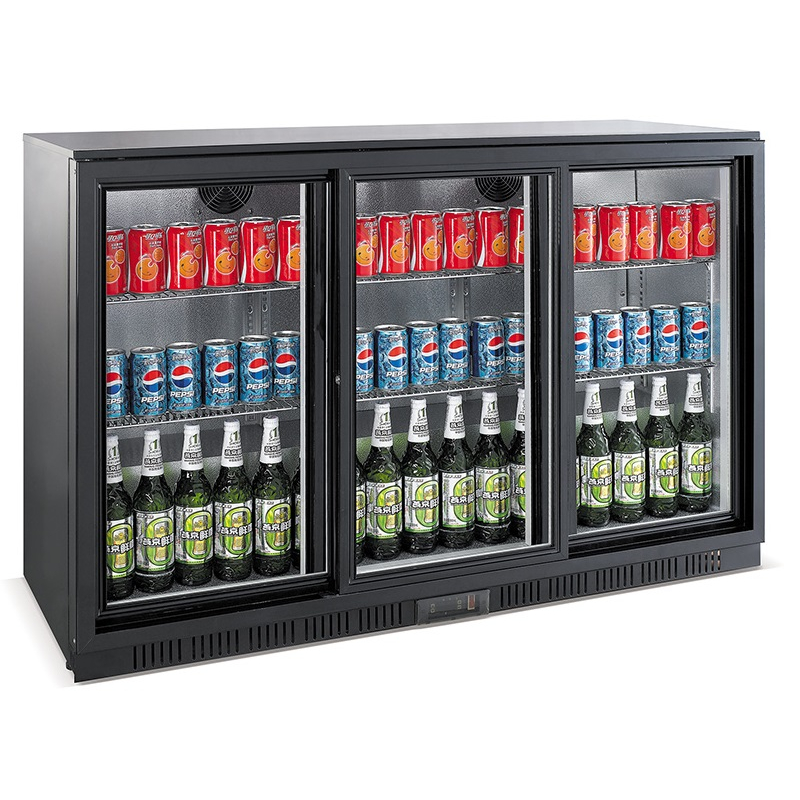 Arri&egrave;re bar r&eacute;frig&eacute;r&eacute;e noir 3 portes coulisst - Combisteel - 7527.0050