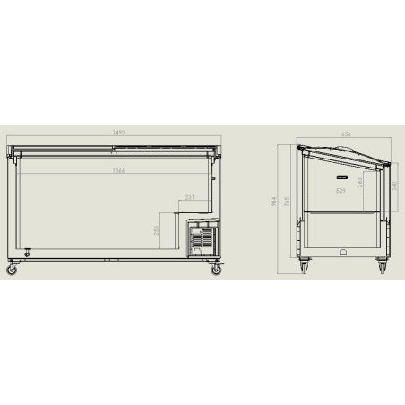 Cong&eacute;lateur bahut couvercle en verre 461 l - Combisteel - 7151.1015
