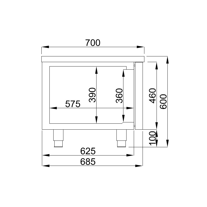 Table r&eacute;frig&eacute;r&eacute;e 600 haute 2 tiroirs - Combisteel - 7489.5475