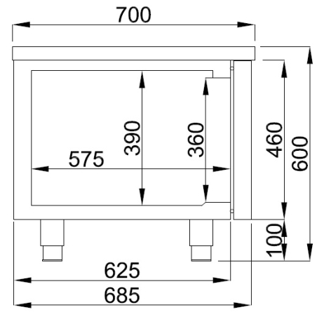 Table r&eacute;frig&eacute;r&eacute;e 600 haute 4 tiroirs - Combisteel - 7489.5482
