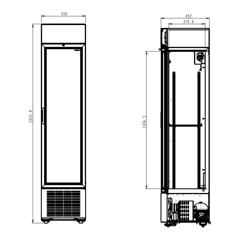 R&eacute;frig&eacute;rateur 1 porte en verre noir 232l *transport sur demande* - Combisteel - 7464.0200