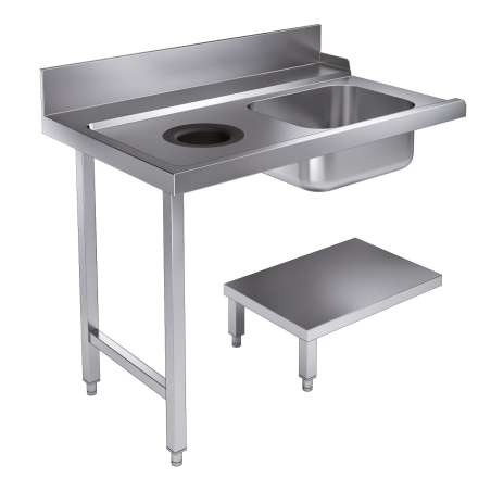 Table d'approvisionement &eacute;tag&egrave;re avec trou d&eacute;chets 1200 &agrave; gauche pour 7280.0045-0046 - Combisteel - 7106.0015