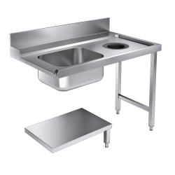 Table d'approvisionement &eacute;tag&egrave;re avec trou d&eacute;chets 1200 &agrave; droite pour 7280.0045-0046 - Combisteel - 7106.0020
