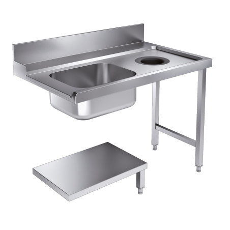Table d'approvisionement &eacute;tag&egrave;re avec trou d&eacute;chets 1200 &agrave; droite pour 7280.0045-0046 - Combisteel - 7106.0020
