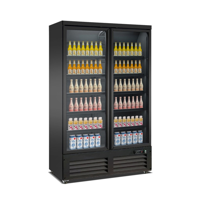 R&eacute;frig&eacute;rateur 2 portes en verre noir ceb-1200r bl - Combisteel - 7526.0105