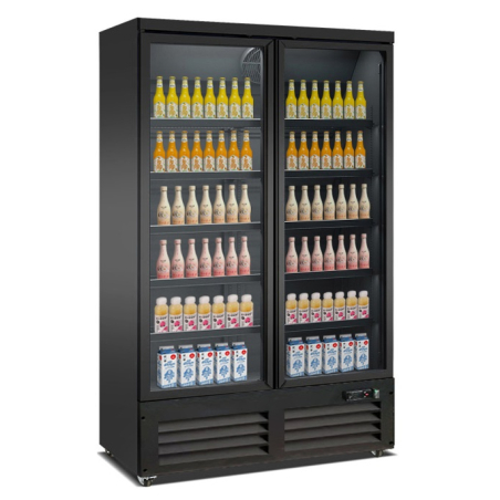 R&eacute;frig&eacute;rateur 2 portes en verre noir ceb-1200r bl - Combisteel - 7526.0105