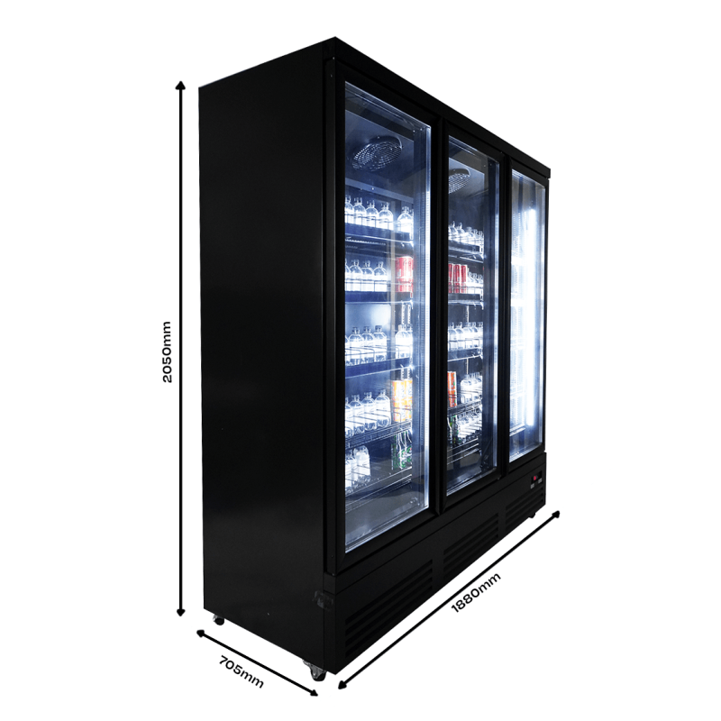 Gekoelde kast 3 glazen deuren zwart ceb-1600r bl - Combisteel - 7526.0110