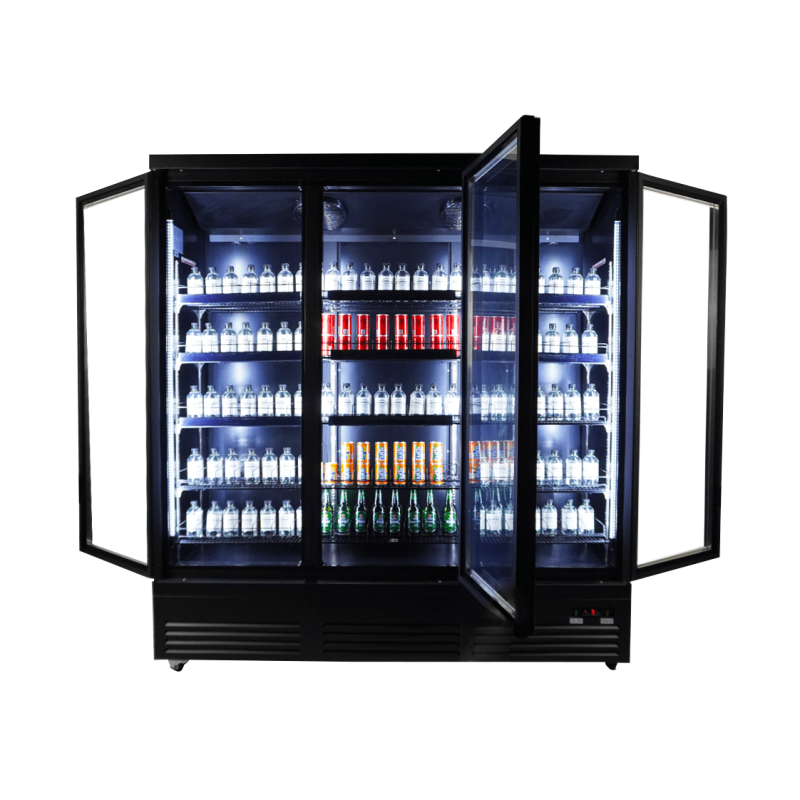 Gekoelde kast 3 glazen deuren zwart ceb-1600r bl - Combisteel - 7526.0110
