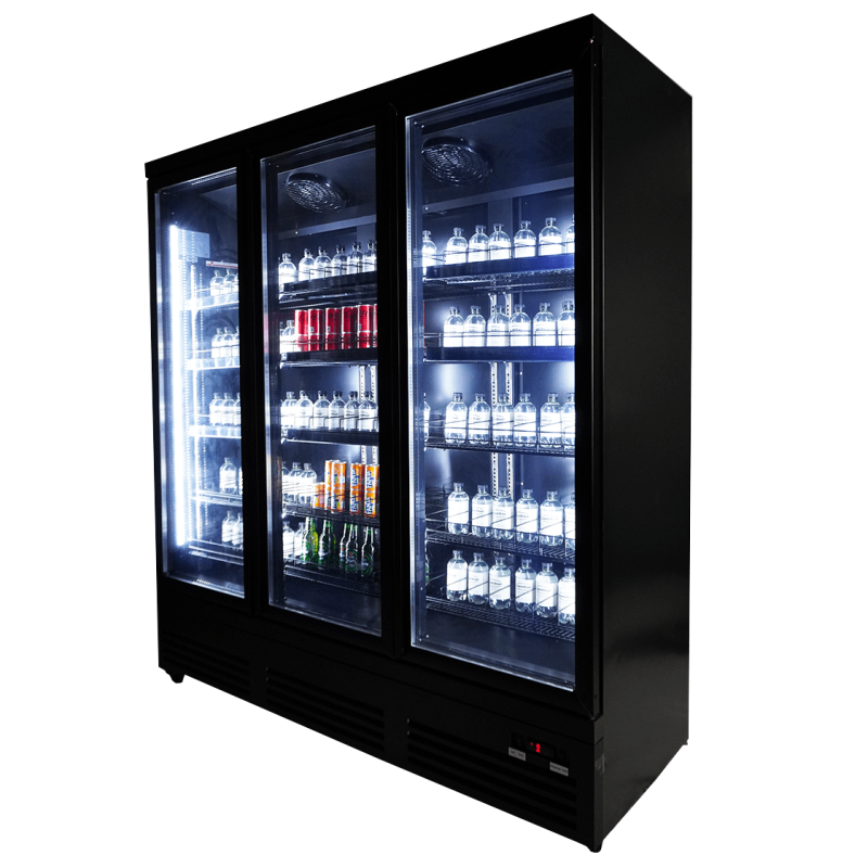 Gekoelde kast 3 glazen deuren zwart ceb-1600r bl - Combisteel - 7526.0110