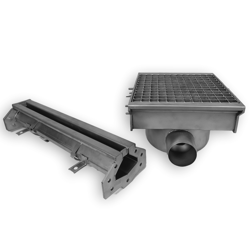 Drain inox 300x265 avec 2 sorties pour goutti&egrave;re &agrave; fente - Combisteel - 7107.0025