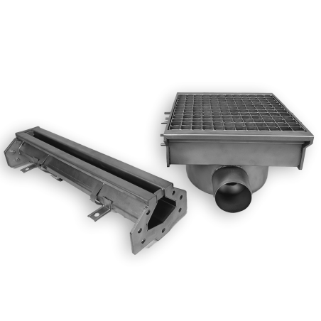 Drain inox 300x265 avec 2 sorties pour goutti&egrave;re &agrave; fente - Combisteel - 7107.0025