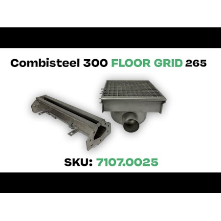 Drain inox 300x265 avec 2 sorties pour goutti&egrave;re &agrave; fente - Combisteel - 7107.0025
