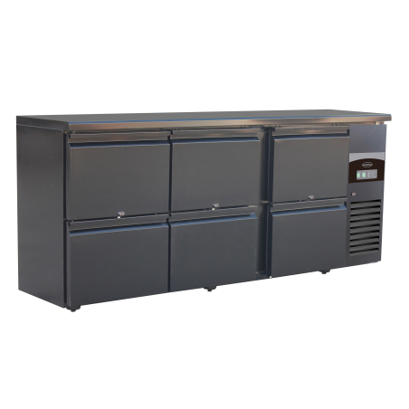 Arri&egrave;re bar r&eacute;frig&eacute;r&eacute;e noir 6 tiroirs - Combisteel - 7450.0323