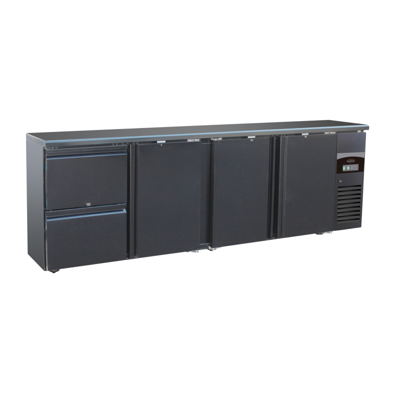Arri&egrave;re bar r&eacute;frig&eacute;r&eacute;e noir 3 portes et 2 tiroirs *transport sur demande* - Combisteel - 7450.0326