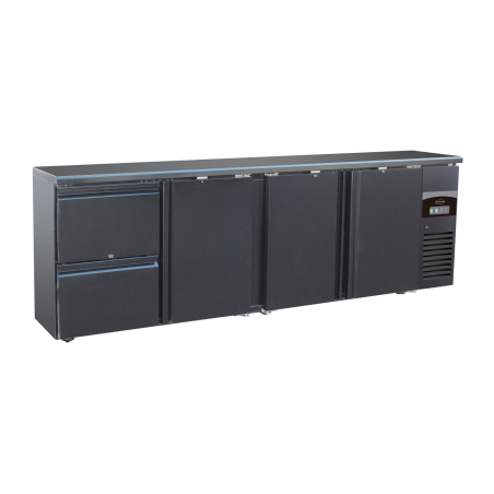Arri&egrave;re bar r&eacute;frig&eacute;r&eacute;e noir 3 portes et 2 tiroirs *transport sur demande* - Combisteel - 7450.0326