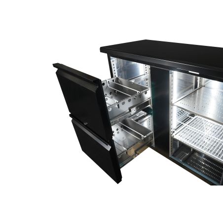 Arri&egrave;re bar r&eacute;frig&eacute;r&eacute;e noir 3 portes et 2 tiroirs *transport sur demande* - Combisteel - 7450.0326