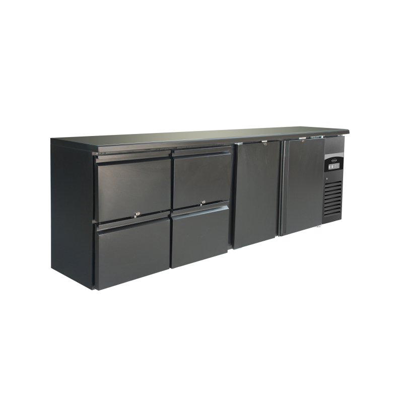Arri&egrave;re bar r&eacute;frig&eacute;r&eacute;e noir 2 portes et 2 tiroirs *transport sur demande* - Combisteel - 7450.0327