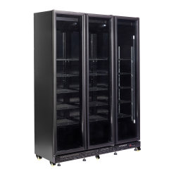 R&eacute;frig&eacute;rateur 3 portes en verre noir nap-1200 ht - avec porte chauffante - Combisteel - 7455.1925