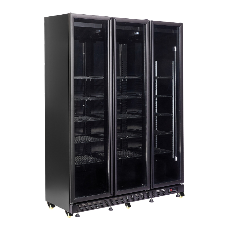R&eacute;frig&eacute;rateur 3 portes en verre noir nap-1200 ht - avec porte chauffante - Combisteel - 7455.1925