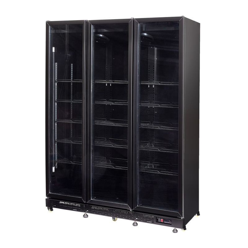 R&eacute;frig&eacute;rateur 3 portes en verre noir nap-1200 ht - avec porte chauffante - Combisteel - 7455.1925