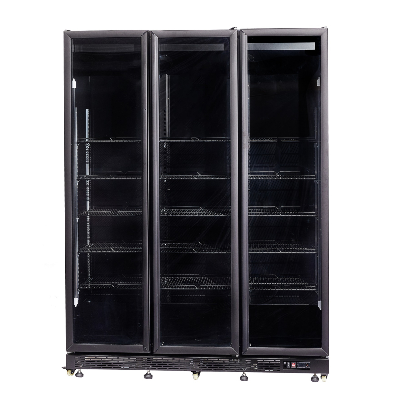 R&eacute;frig&eacute;rateur 3 portes en verre noir nap-1200 ht - avec porte chauffante - Combisteel - 7455.1925