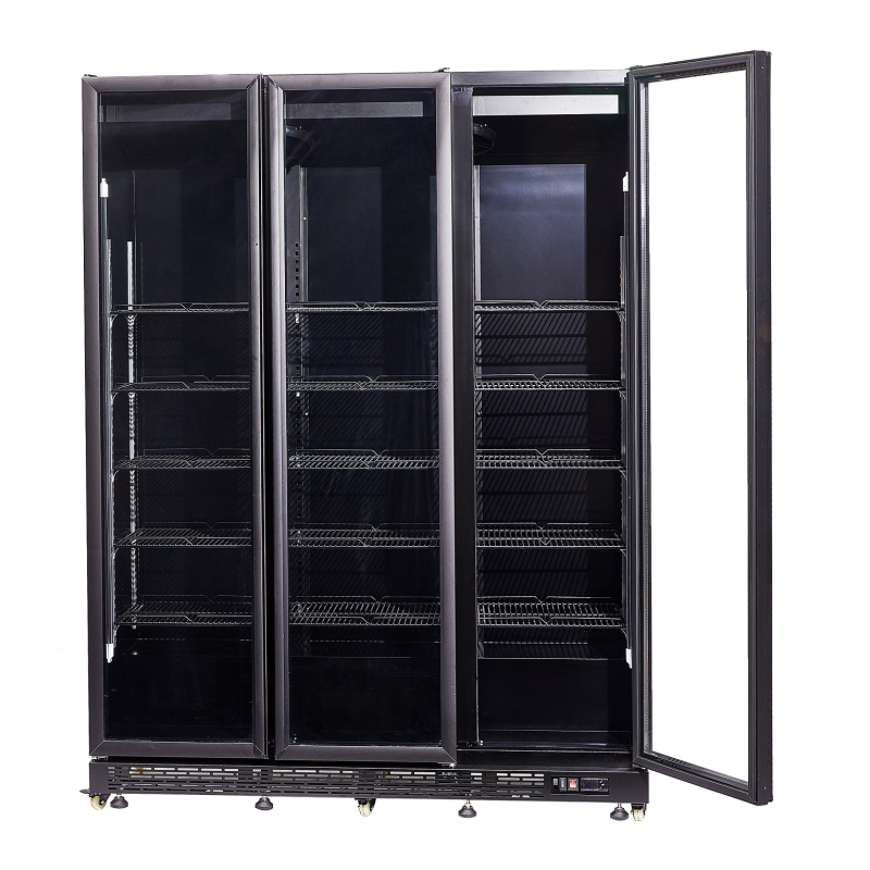 R&eacute;frig&eacute;rateur 3 portes en verre noir nap-1200 ht - avec porte chauffante - Combisteel - 7455.1925