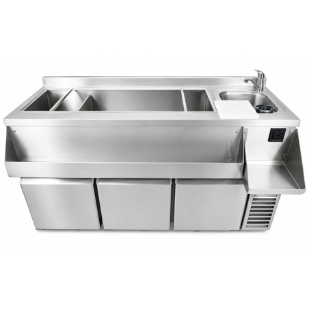Table r&eacute;frig&eacute;r&eacute;e 3 portes avec bar &agrave; cocktails - Combisteel - 7489.6005