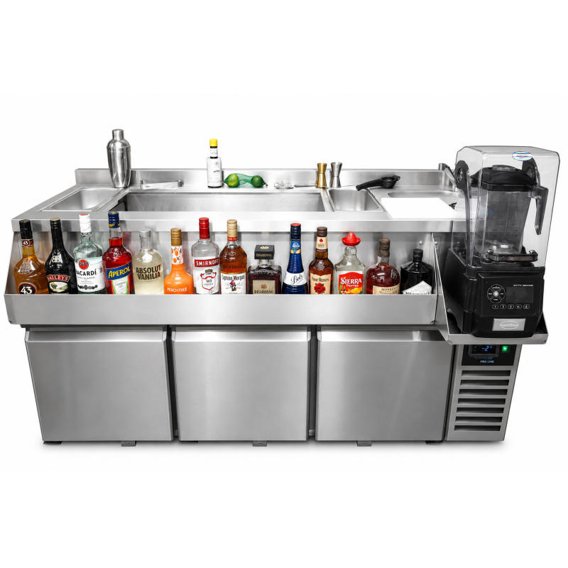 Table r&eacute;frig&eacute;r&eacute;e 3 portes avec bar &agrave; cocktails - Combisteel - 7489.6005