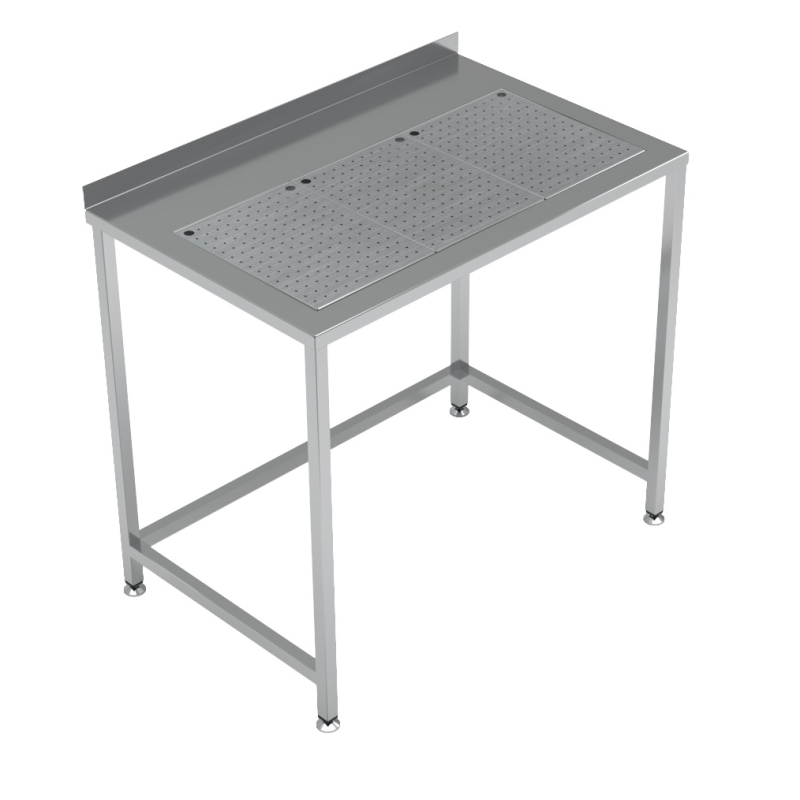 Plan de travail avec bac d'&eacute;gouttage int&eacute;gr&eacute; 1000x650 - Combisteel - 7084.0025