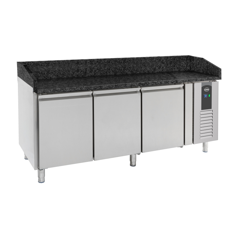 Table pr&eacute;p pour pizza 3 portes granit noir - Combisteel - 7950.0054