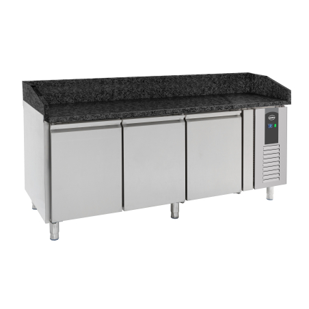 Table pr&eacute;p pour pizza 3 portes granit noir - Combisteel - 7950.0054