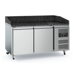 Table pr&eacute;p pour pizza 2 portes granit noir - avec roues - Combisteel - 7950.5137