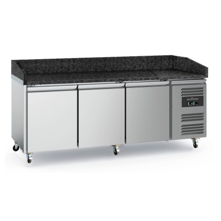 Table pr&eacute;p pour pizza 3 portes granit avec roues - Combisteel - 7950.5142
